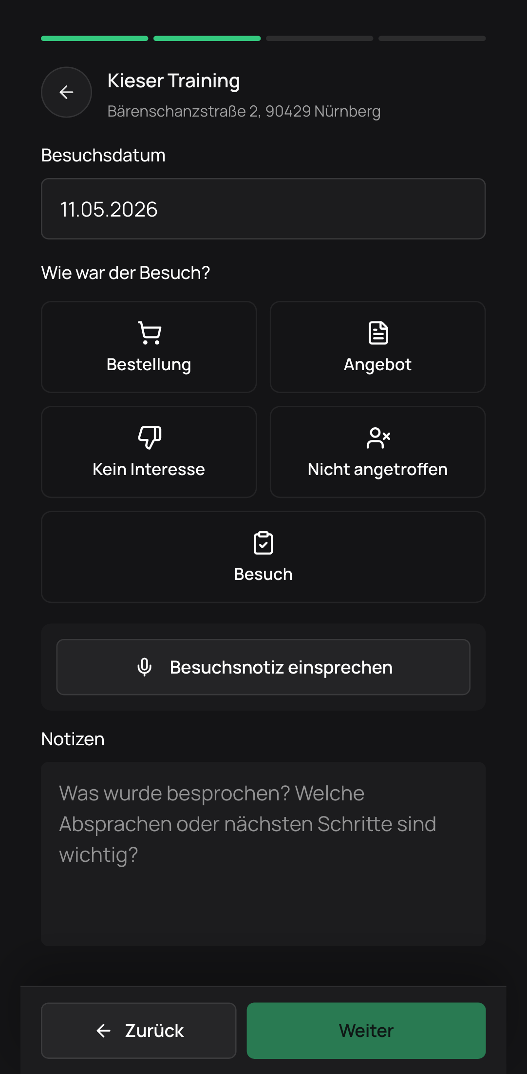 FieldProFlow mobile Besuchsdokumentation beim Kunden