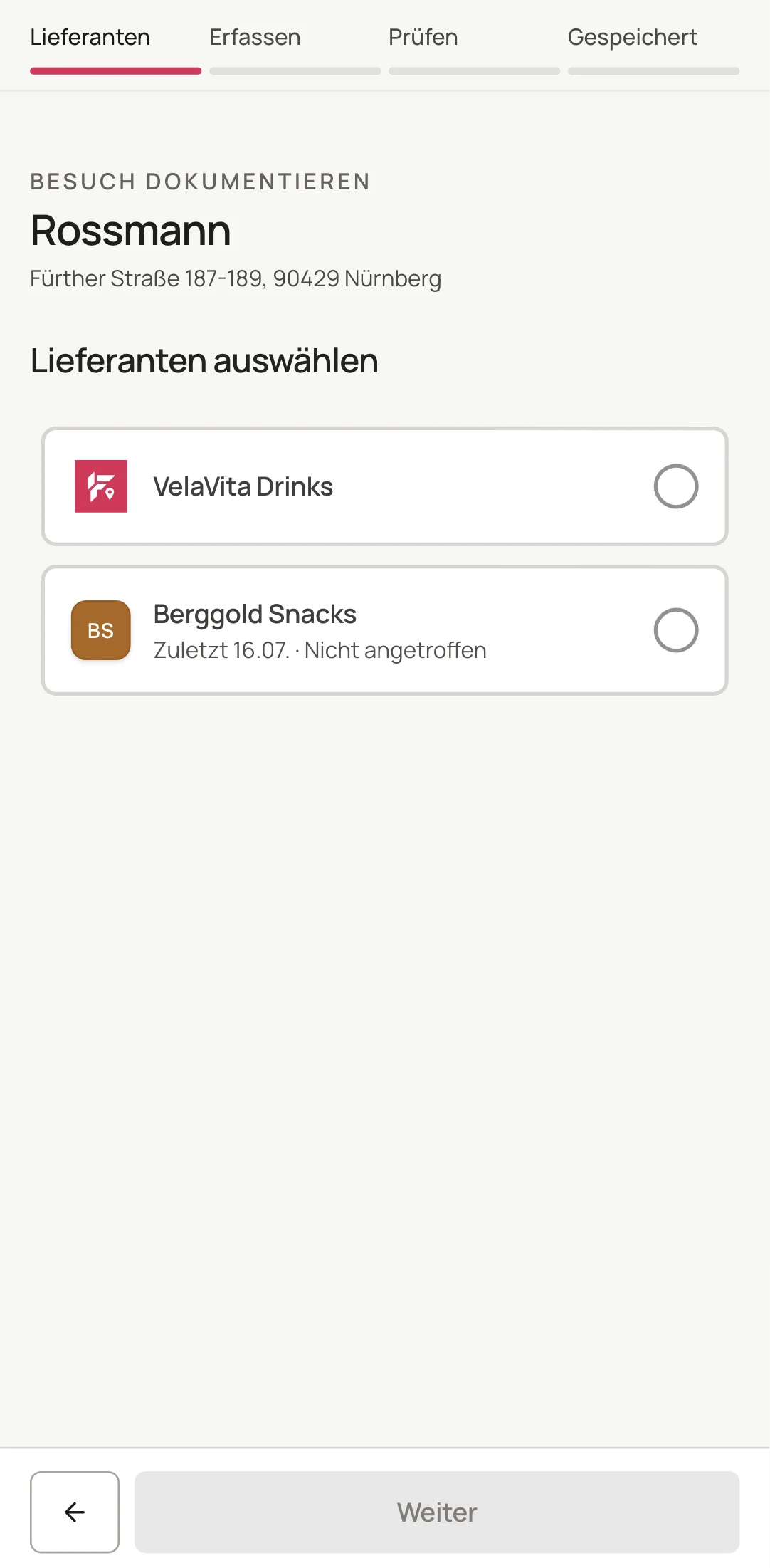 Mobile FieldProFlow-Besuchserfassung mit Bestellung, Bestellwert und Besuchsnotiz